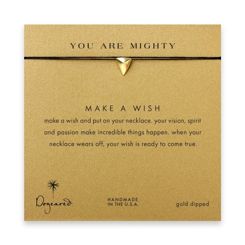 you are mighty pyramid necklace on black, gold dipped