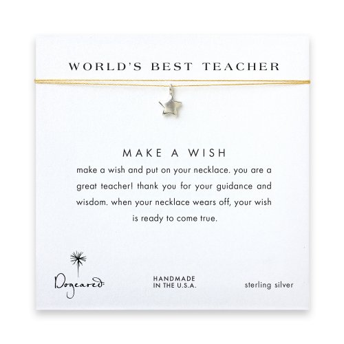 world's best teacher star necklace on gold, sterling silver