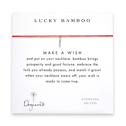lucky bamboo make a wish necklace with sterling silver bamboo on red