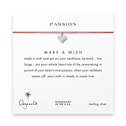 passion heart necklace on red, sterling silver