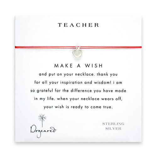 teacher make a wish necklace with sterling silver apple on red