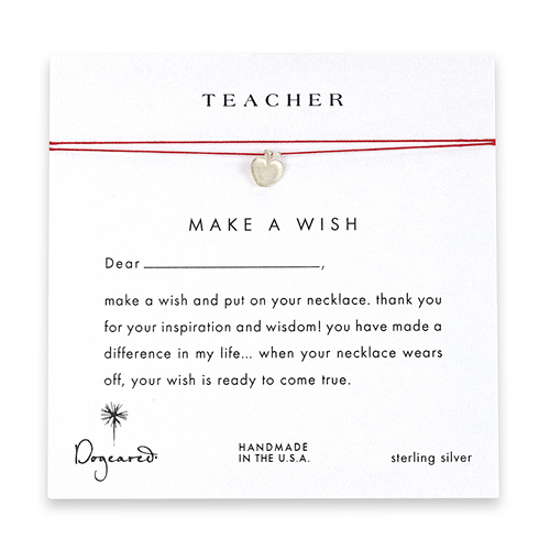 teacher make a wish necklace with sterling silver apple on red