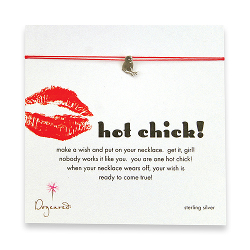 hot chick make a wish necklace with sterling silver chick on red