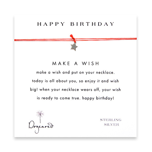 happy birthday make a wish necklace with sterling silver star on berry