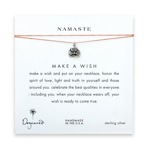 namaste buddha necklace on orange, sterling silver