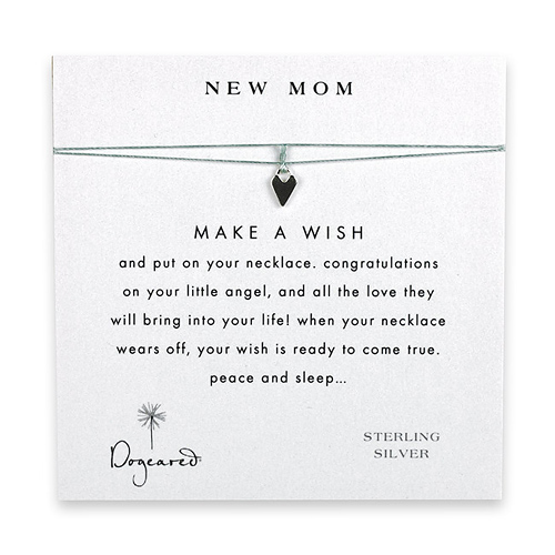 new mom make a wish necklace with sterling silver petite heart on mint