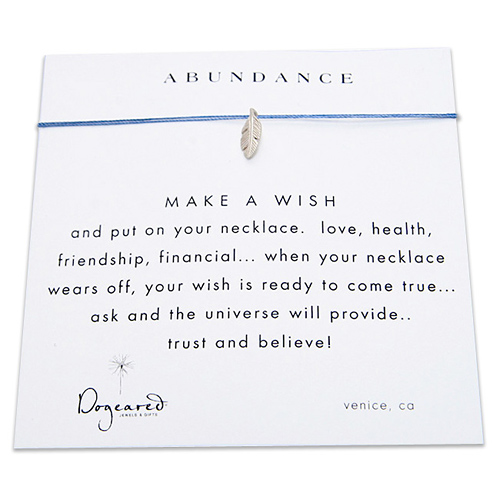 abundance make a wish necklace with sterling silver feather on ocean