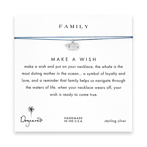 family make a wish necklace with a sterling silver whale on ocean