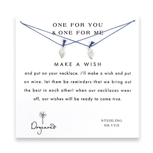 one for you one for me make a wish necklace set with sterling silver angel wings on ocean