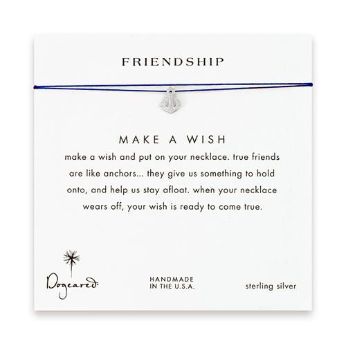 friendship make a wish necklace with a sterling silver smooth anchor on royal