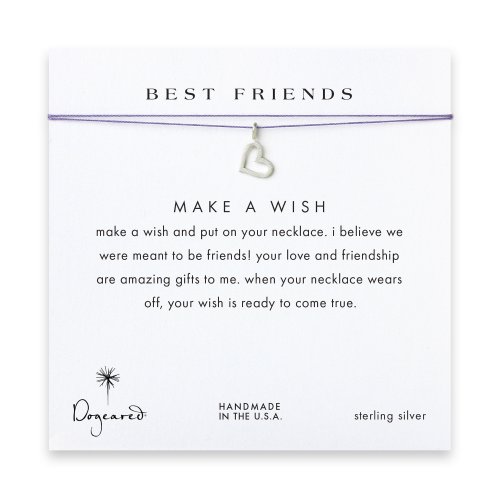 best friends loving heart necklace on purple, sterling silver