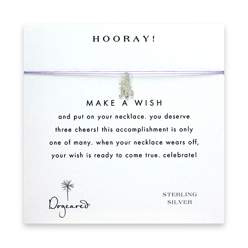 hooray make a wish necklace with sterling silver monkey on purple