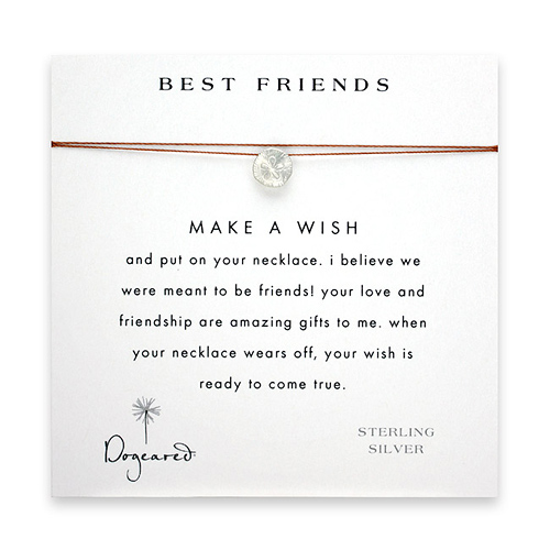 best friends make a wish necklace with sterling silver sand dollar on tobacco