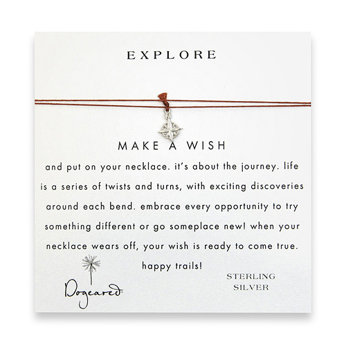 explore make a wish necklace with sterling silver compass on tobacco