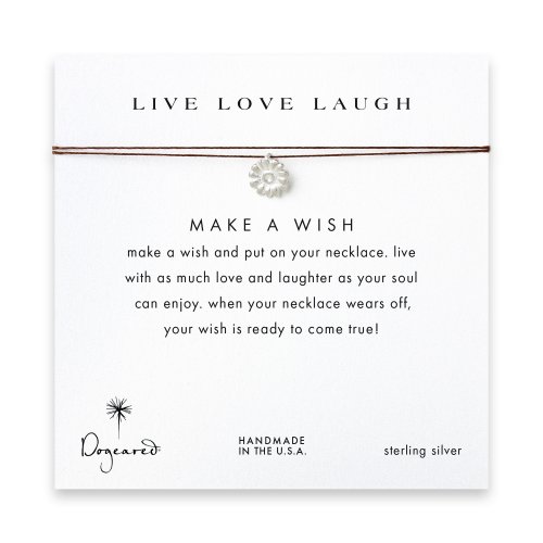 live love laugh daisy necklace on tobacco, sterling silver