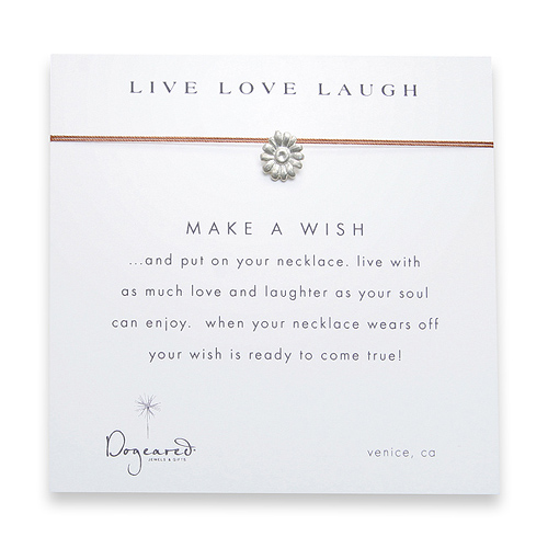live love laugh sterling silver make a wish necklace on tobacco
