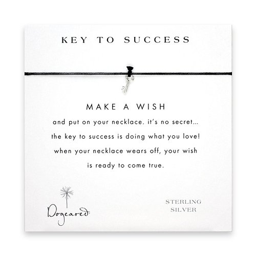 key to success make a wish necklace with sterling silver key on black