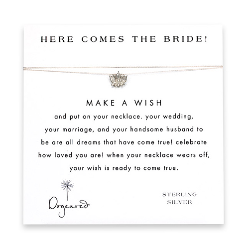 here comes the bride make a wish necklace with sterling silver lotus flower on creme