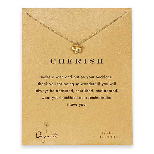 cherish plumeria necklace, gold dipped