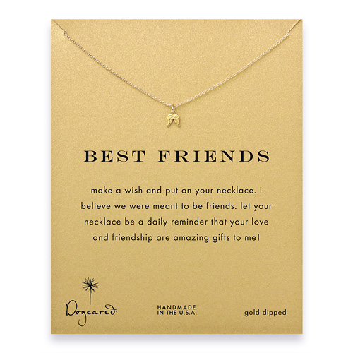 best friends reminder necklace with gold dipped teeny angel wings