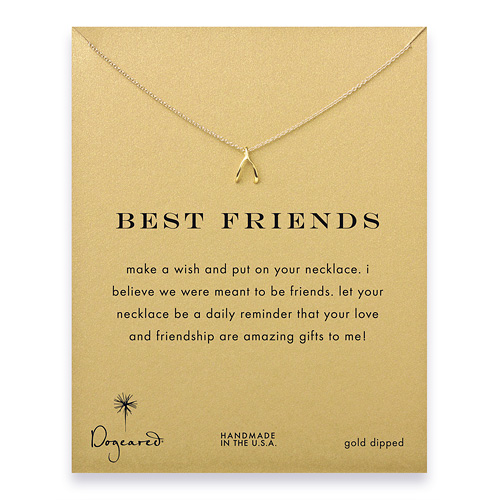 best friends wishbone necklace, gold dipped