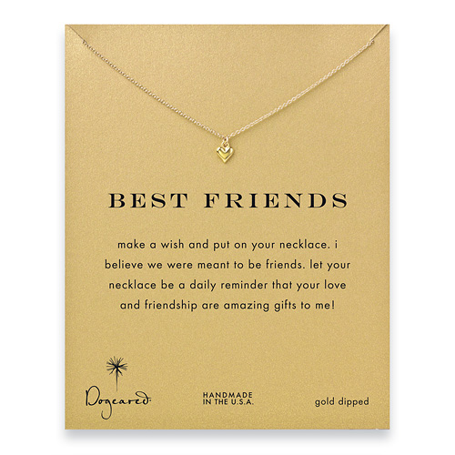 best friends cupid heart necklace, gold dipped