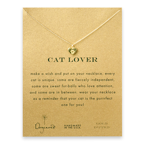 cat lover reminder necklace with gold dipped best friend heart