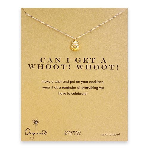 can I get a whoot! Whoot! owl necklace, gold dipped