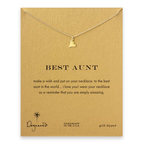 best aunt happy heart necklace, gold dipped