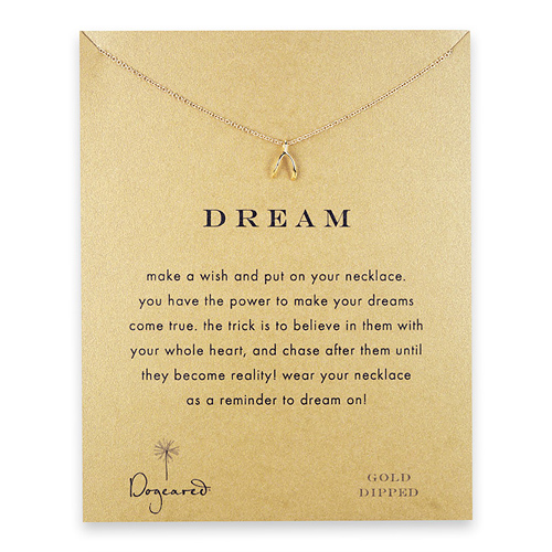 dream wishbone necklace, gold dipped