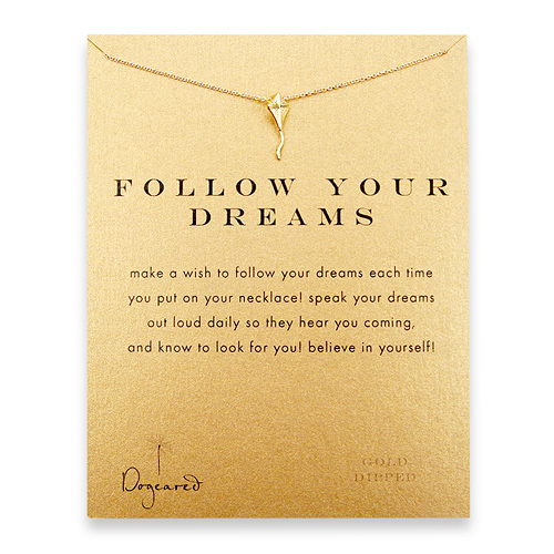follow your dreams kite necklace, gold dipped