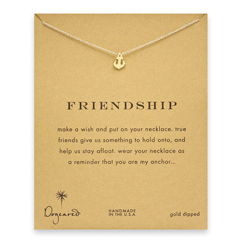 friendship smooth anchor necklace, gold dipped
