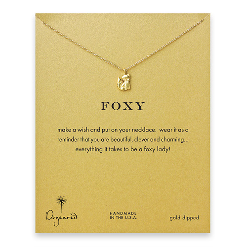 foxy reminder necklace with gold dipped fox