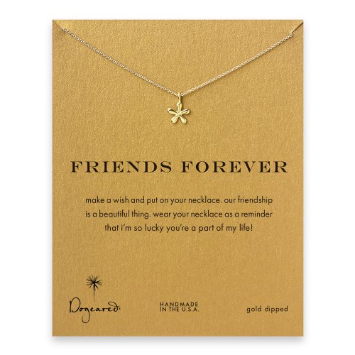 friends forever groovy flower necklace, gold dipped