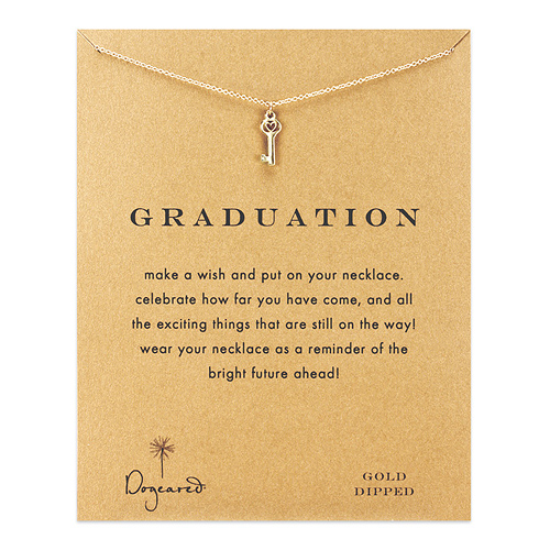 graduation heart key necklace, gold dipped