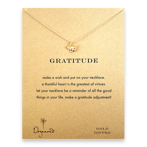 gratitude reminder necklace with gold dipped plumeria