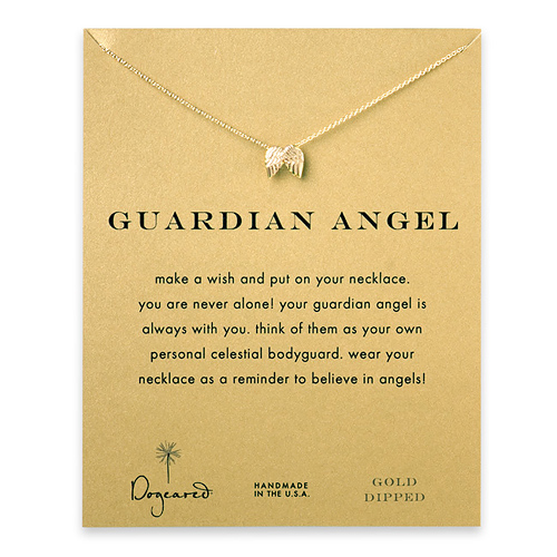 guardian angel reminder necklace with gold dipped angel wings