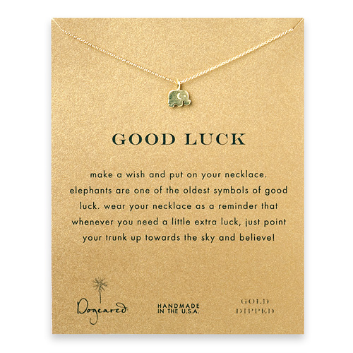 good luck elephant necklace, gold dipped