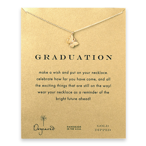 graduation reminder necklace with gold dipped monarch butterfly