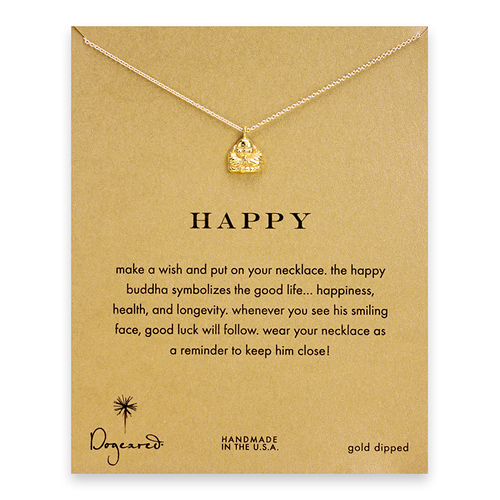 happy buddha necklace, gold dipped