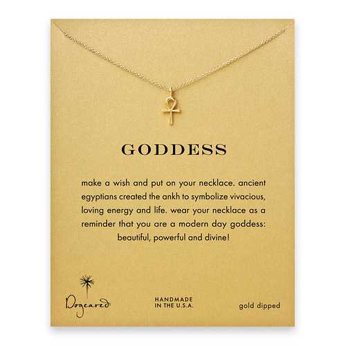 goddess ankh necklace, gold dipped