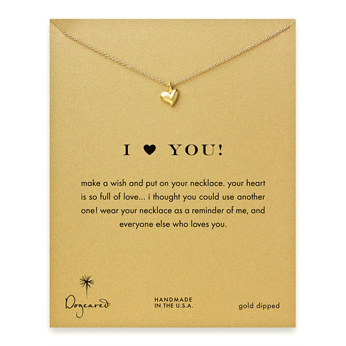 I (heart) you full heart necklace, gold dipped