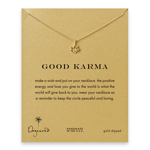 good karma lotus necklace, gold dipped