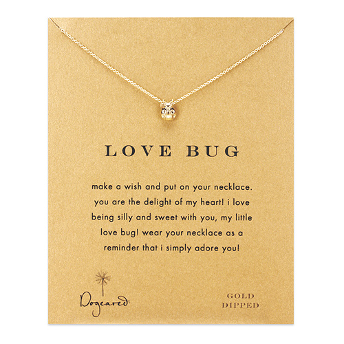 love bug ladybug necklace, gold dipped