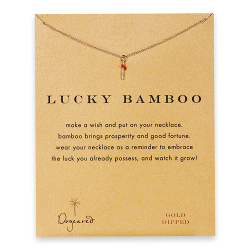 lucky bamboo reminder necklace with gold dipped teeny bamboo