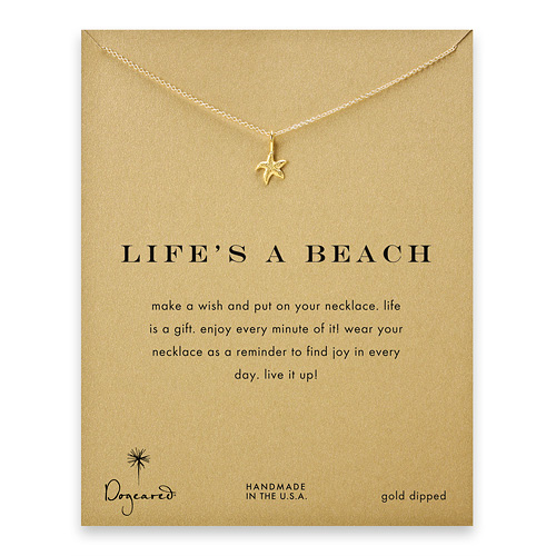 life's a beach starfish necklace, gold dipped