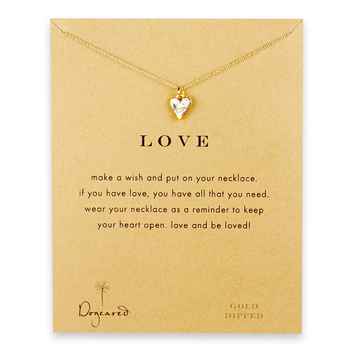 love reminder necklace with gold dipped mini stone heart