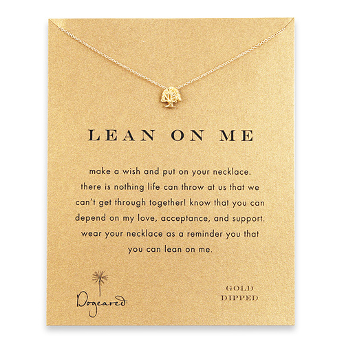lean on me reminder necklace with gold dipped tree