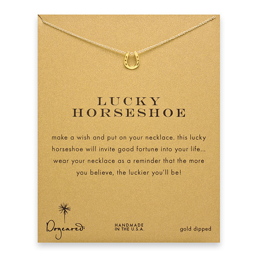lucky horseshoe reminder necklace with gold dipped horseshoe
