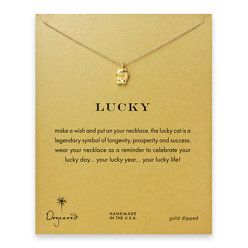 lucky reminder necklace with gold dipped lucky cat